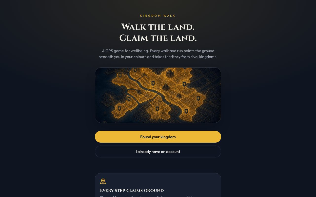Screenshot of the kingdomtrails.app platform homepage