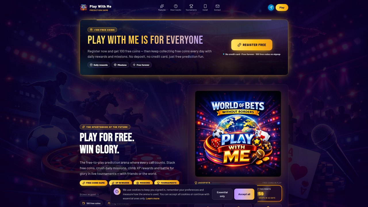 Screenshot of the predictiongame.app platform homepage