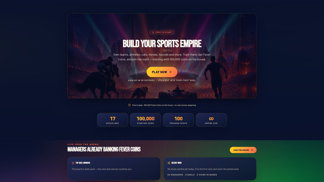 Screenshot of the vsfever.com platform homepage